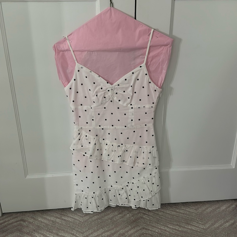 Super cute polka dot dress. Perfect for end of summer!